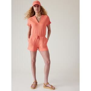 Athleta Balance Romper Women's Sz Small NWT Short Jumpsuit Soft Persimmon Orange